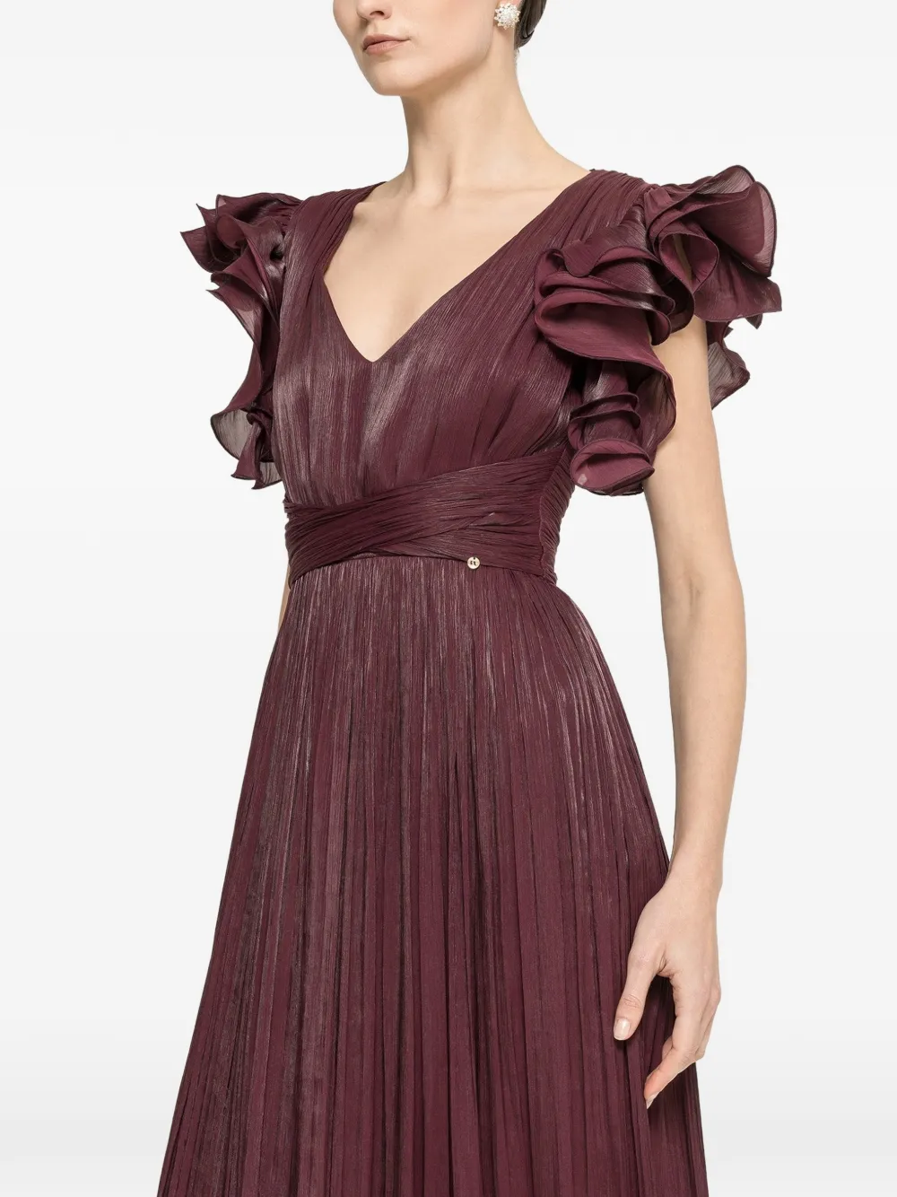 NISSA maxi ruffled crinkled-effect dress - Viola