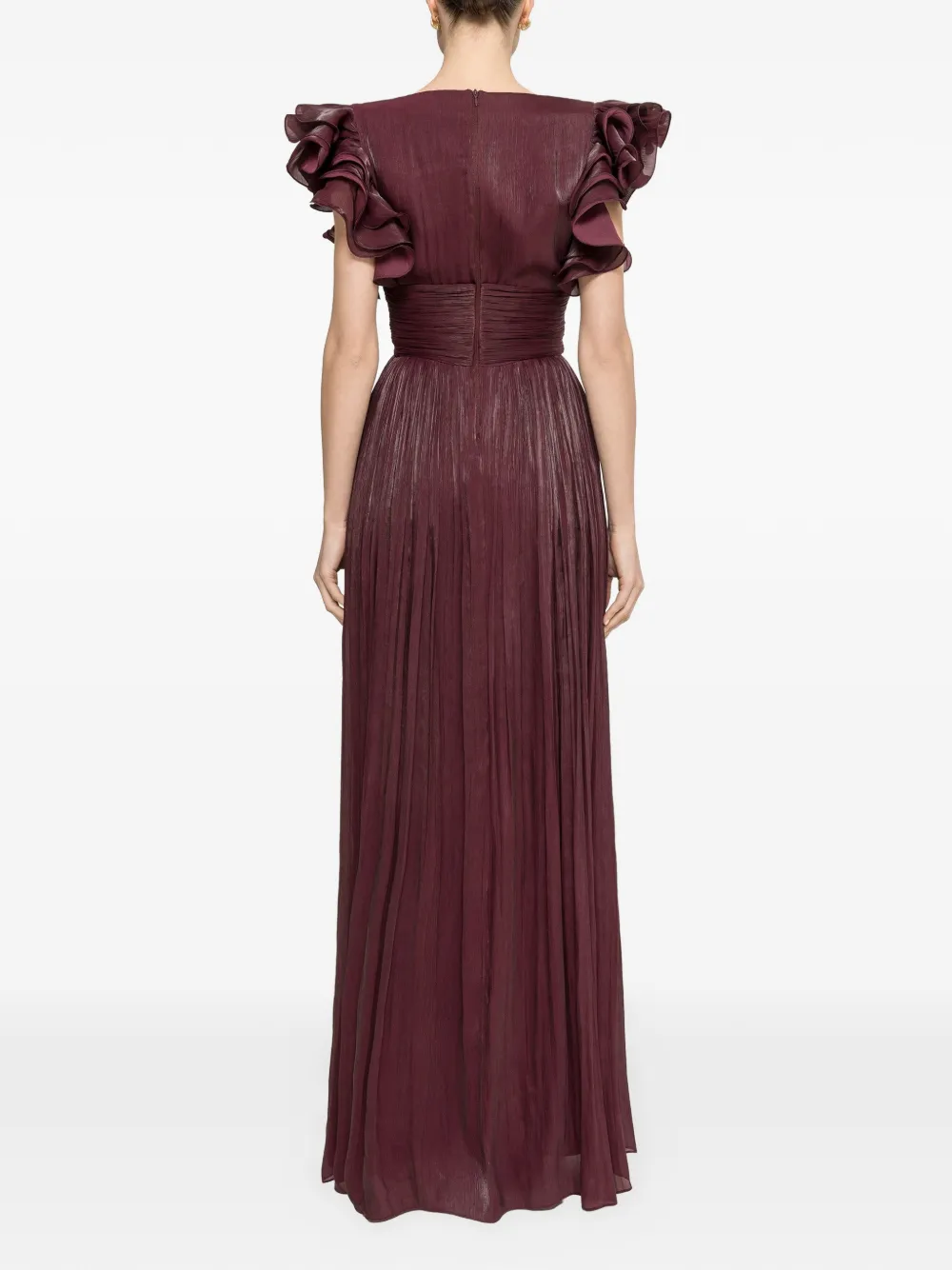 NISSA Chiffon maxi-jurk met ruches Paars