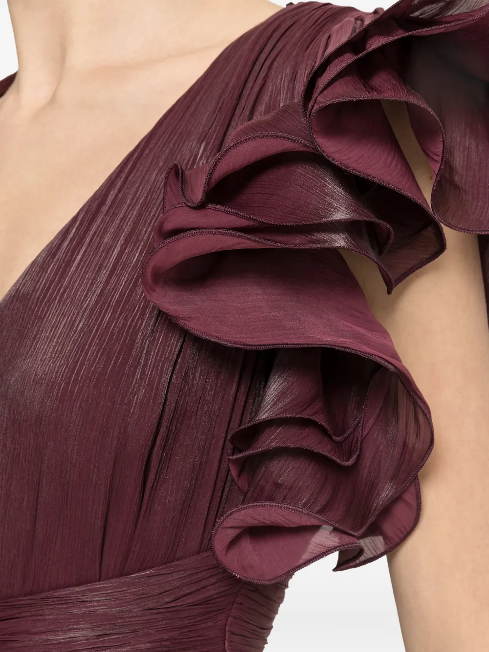 NISSA Chiffon maxi-jurk met ruches Paars