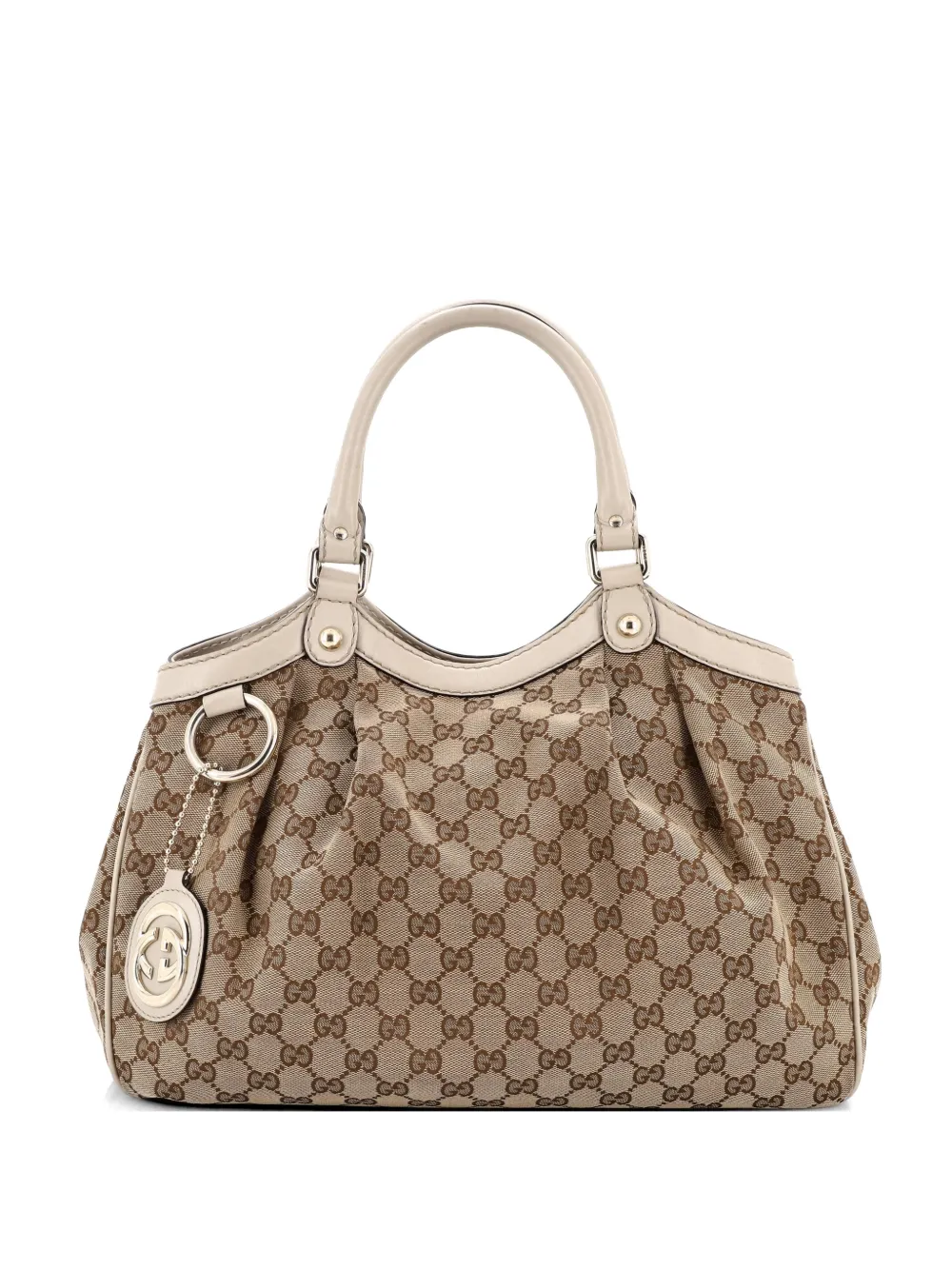 Gucci Pre-Owned Borsa tote Sukey media in tela GG e pelle - Marrone