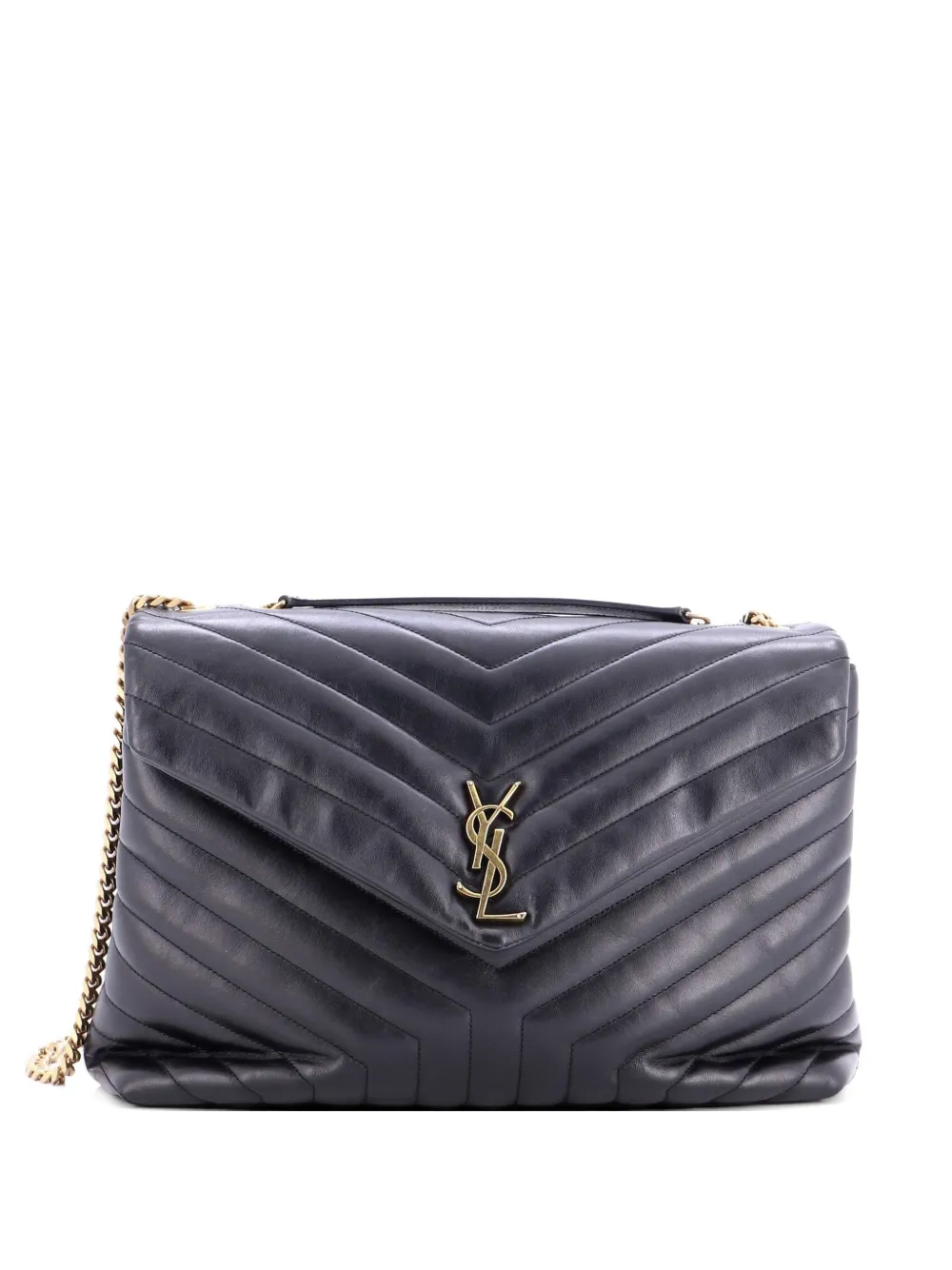 Saint Laurent Pre-Owned Loulou Matelasse Chevron Leather Large shoulder bag - Schwarz