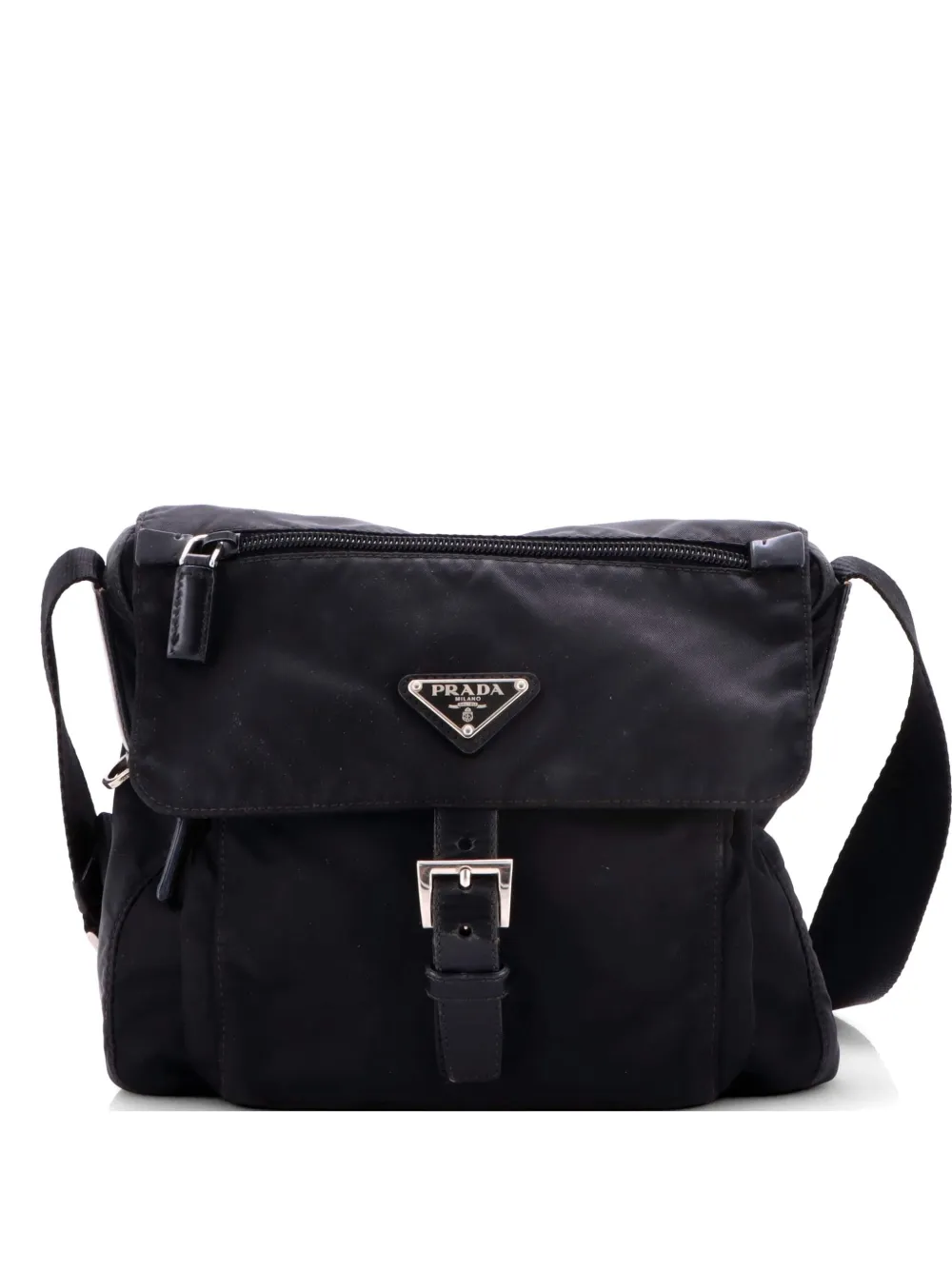 Prada Pre-Owned Buckle Messenger Bag Tessuto Small crossbody bag - Nero