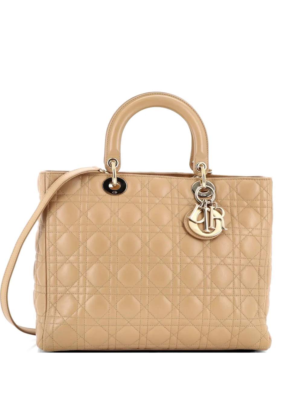 Christian Dior Pre-Owned Lady Dior Bag Cannage Quilt Lambskin Large tote bag - Toni neutri