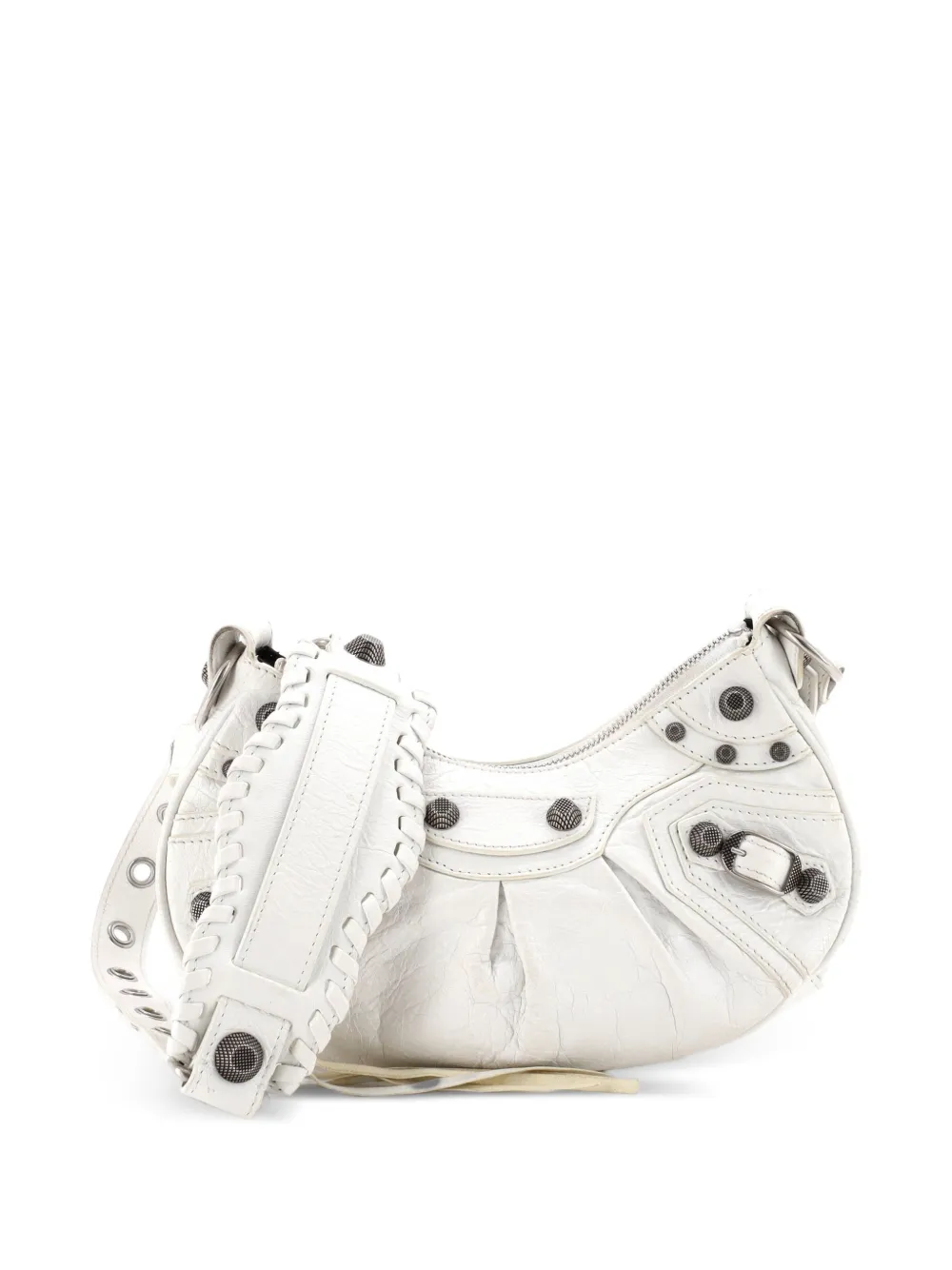 Balenciaga Pre-Owned Le Cagole Giant Studs Shoulder Bag Leather XS hobo bag - White