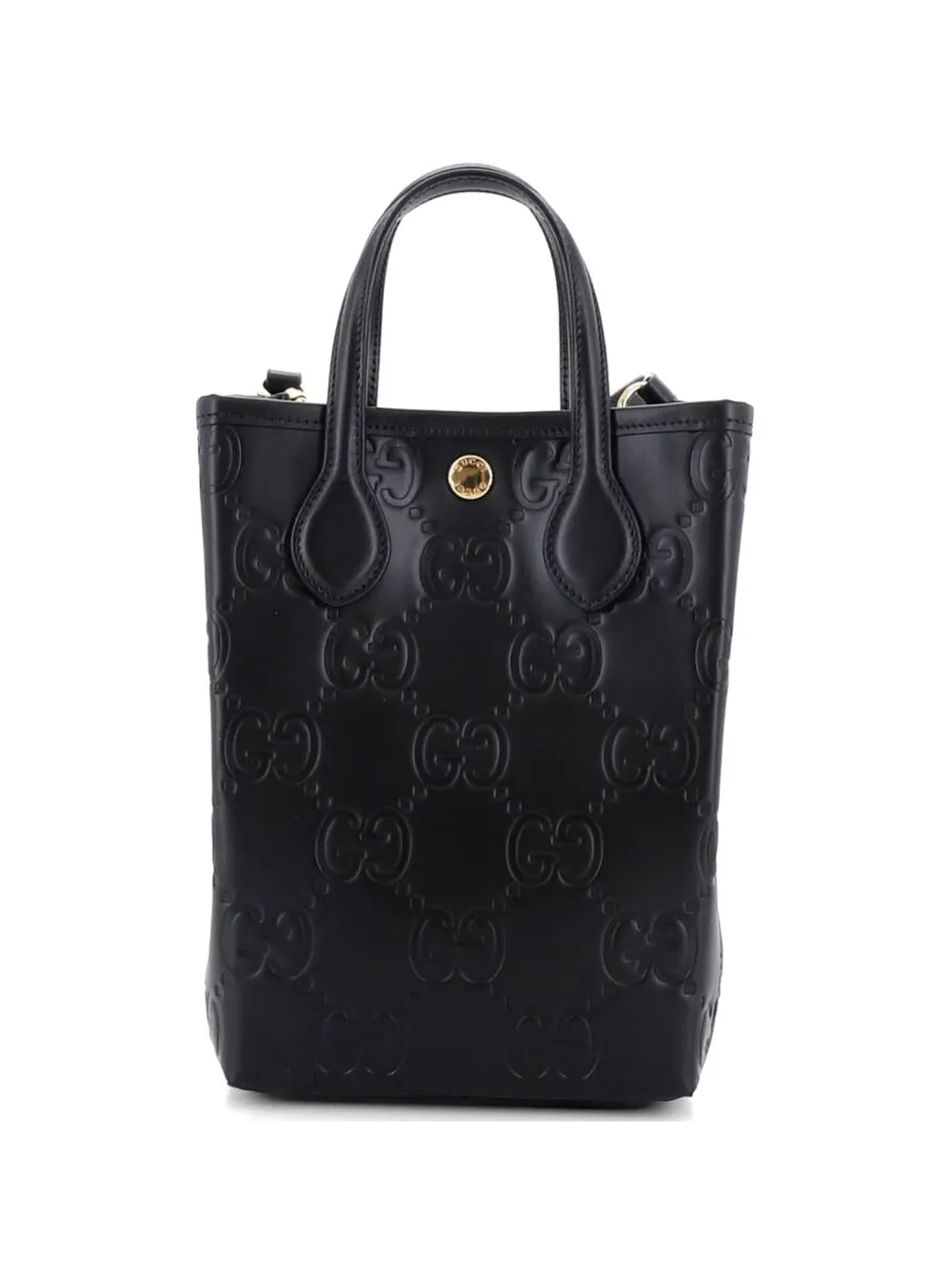 Gucci Pre-Owned Vertical GG Embossed Leather Mini tote bag - Nero