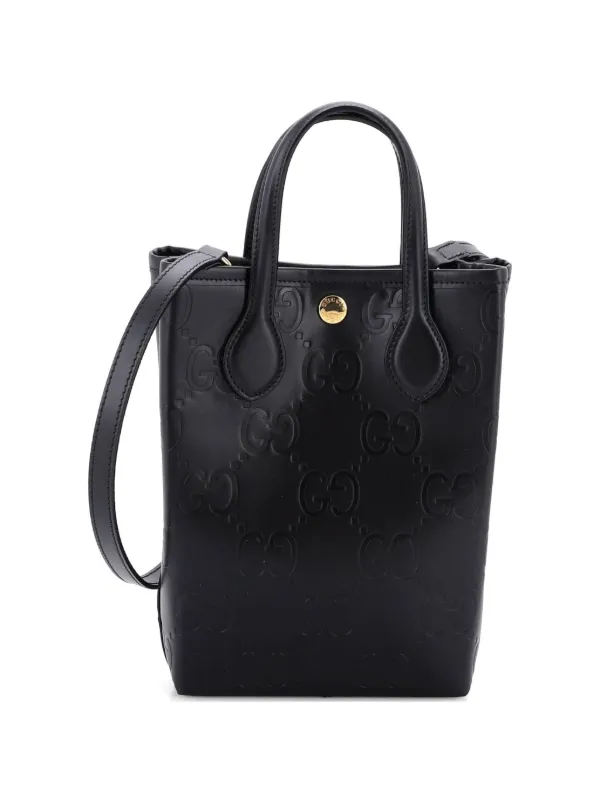 Gucci Pre-Owned バーティカル GG エンボス レザー ミニ ハンドバッグ
