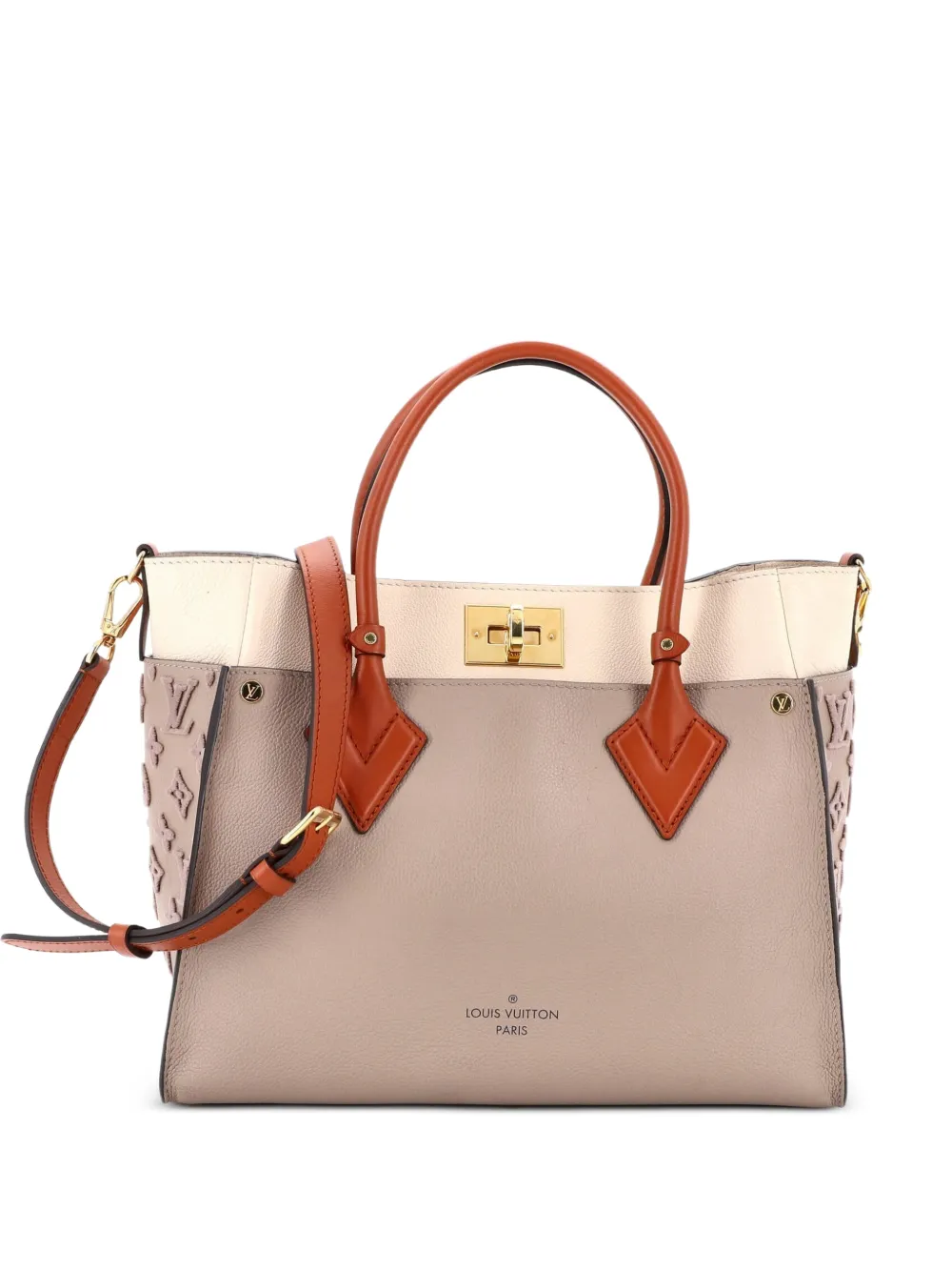 Louis Vuitton Pre-Owned On My Side Tuffetage MM Tote Bag aus Leder mit Monogramm - Nude