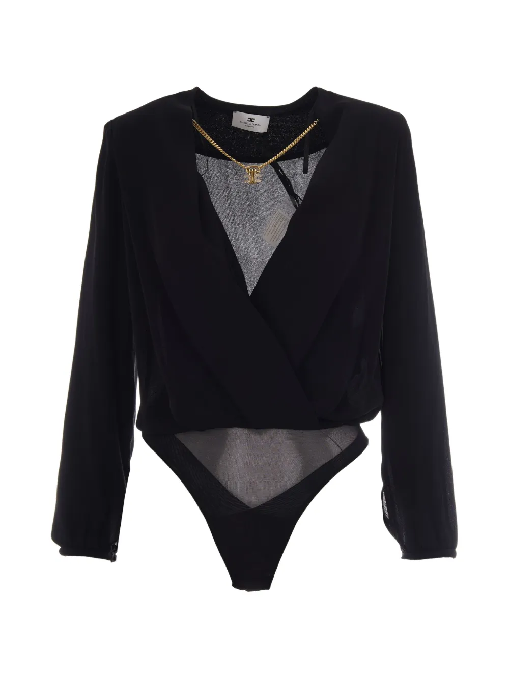 Elisabetta Franchi chain-detail wrap bodysuit - Nero