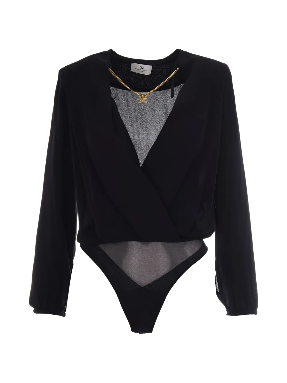 Elisabetta Franchi chain-detail wrap bodysuit - Nero