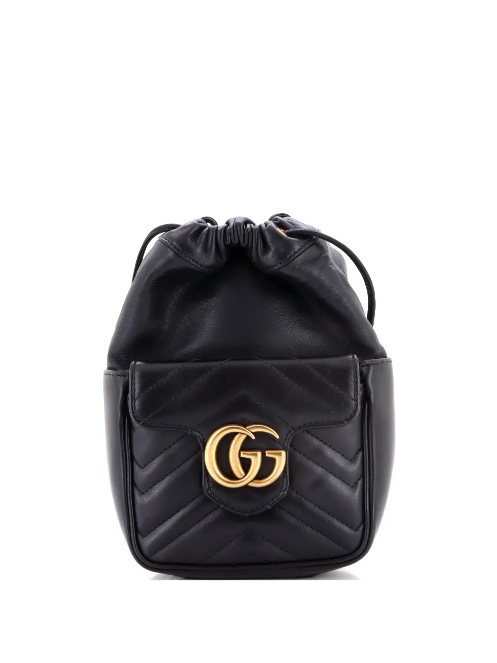 Gucci Pre-Owned GG Marmont Front Pocket Bucket Bag Matelasse Leather Mini crossbody bag - Nero