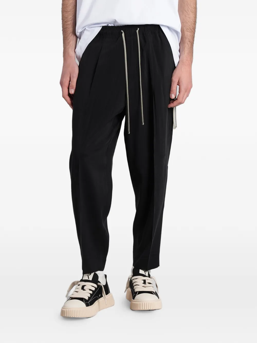 STATE OF ORDER Bay drawstring logo-plaque trousers - Nero