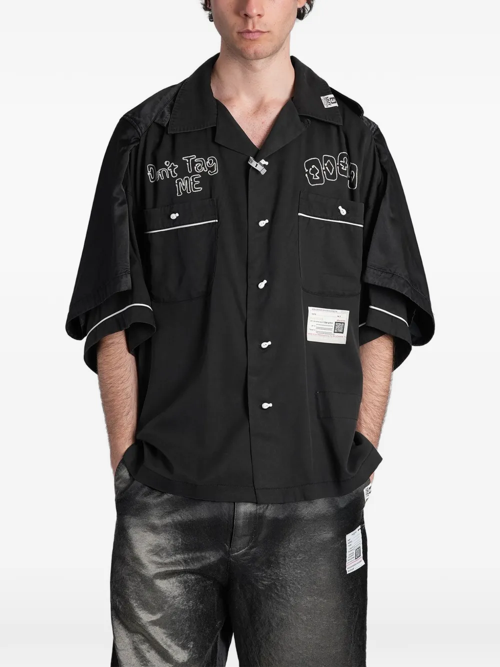 Maison MIHARA YASUHIRO layered-sleeve embroidered shirt - Schwarz