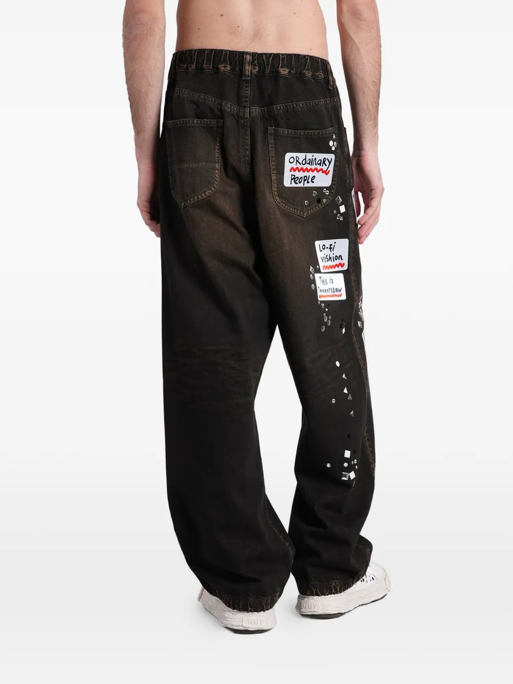 Maison MIHARA YASUHIRO Jeans met studs en patch Zwart