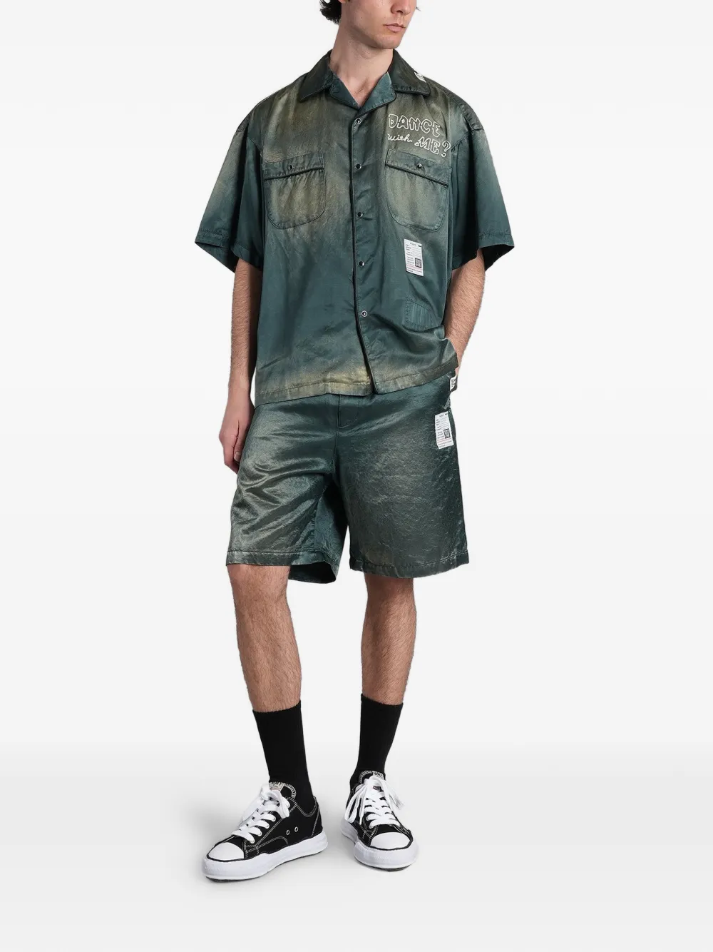 Maison MIHARA YASUHIRO Overhemd met borduurwerk en vervaagd effect Groen