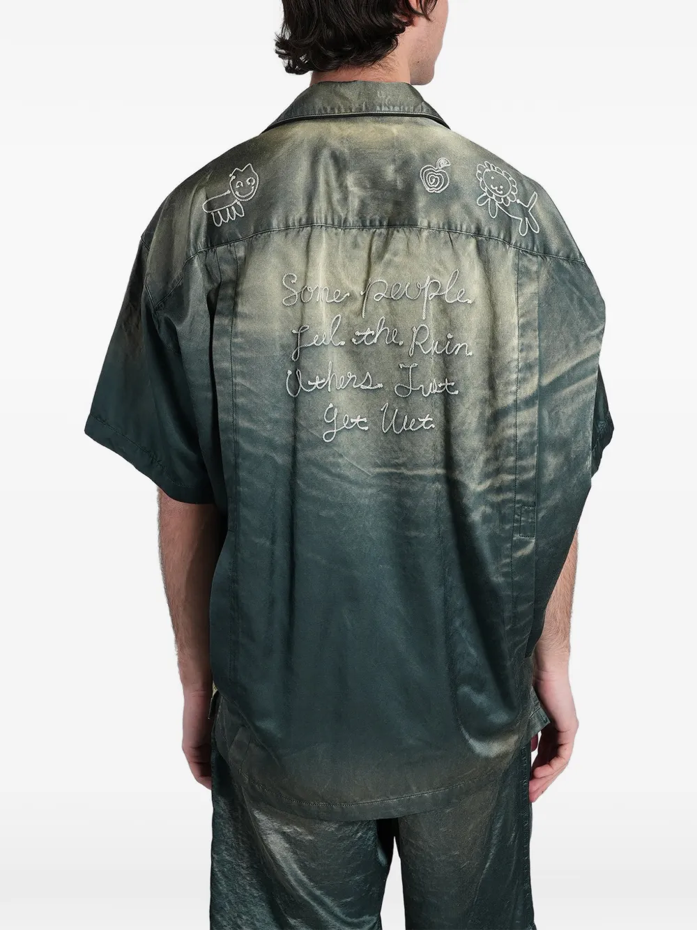 Maison MIHARA YASUHIRO Overhemd met borduurwerk en vervaagd effect Groen