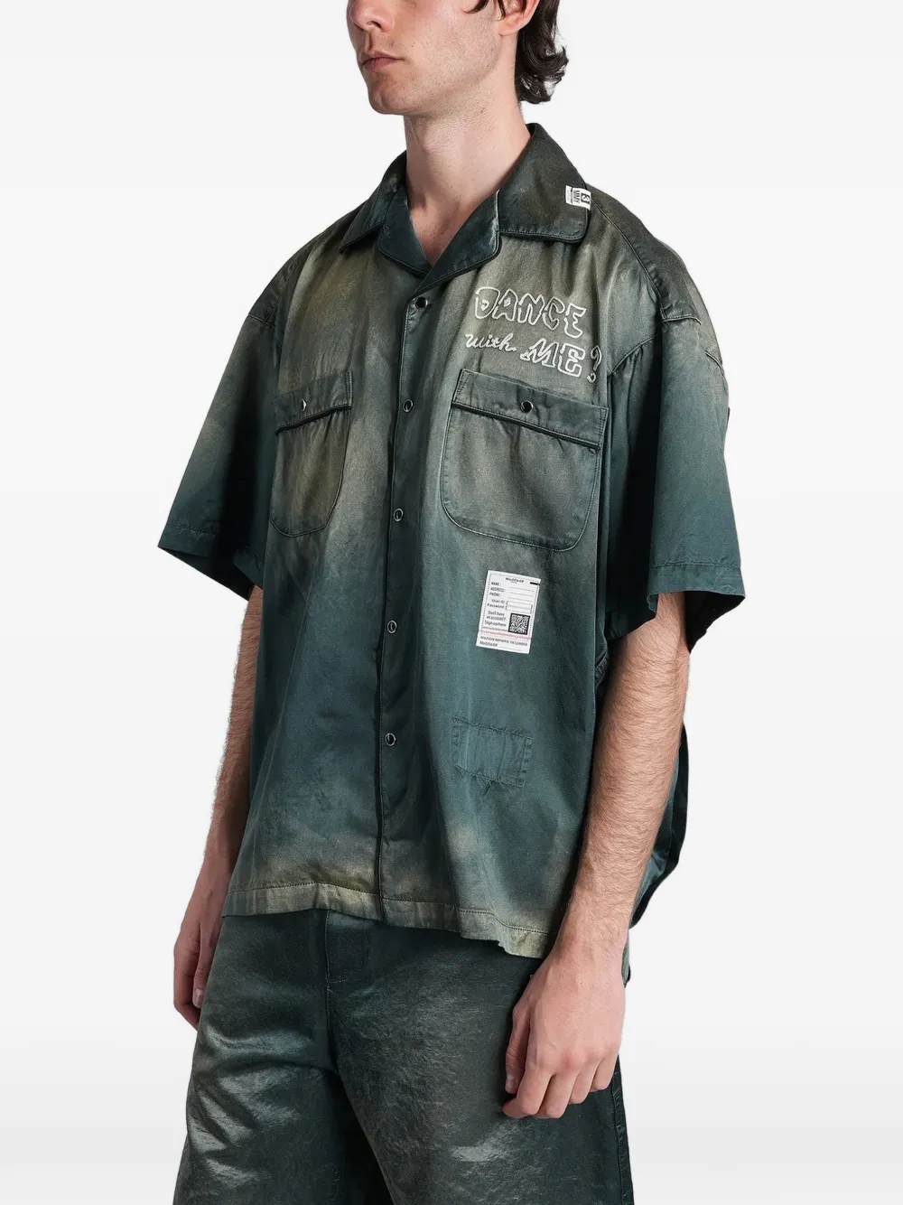 Maison MIHARA YASUHIRO Overhemd met borduurwerk en vervaagd effect Groen