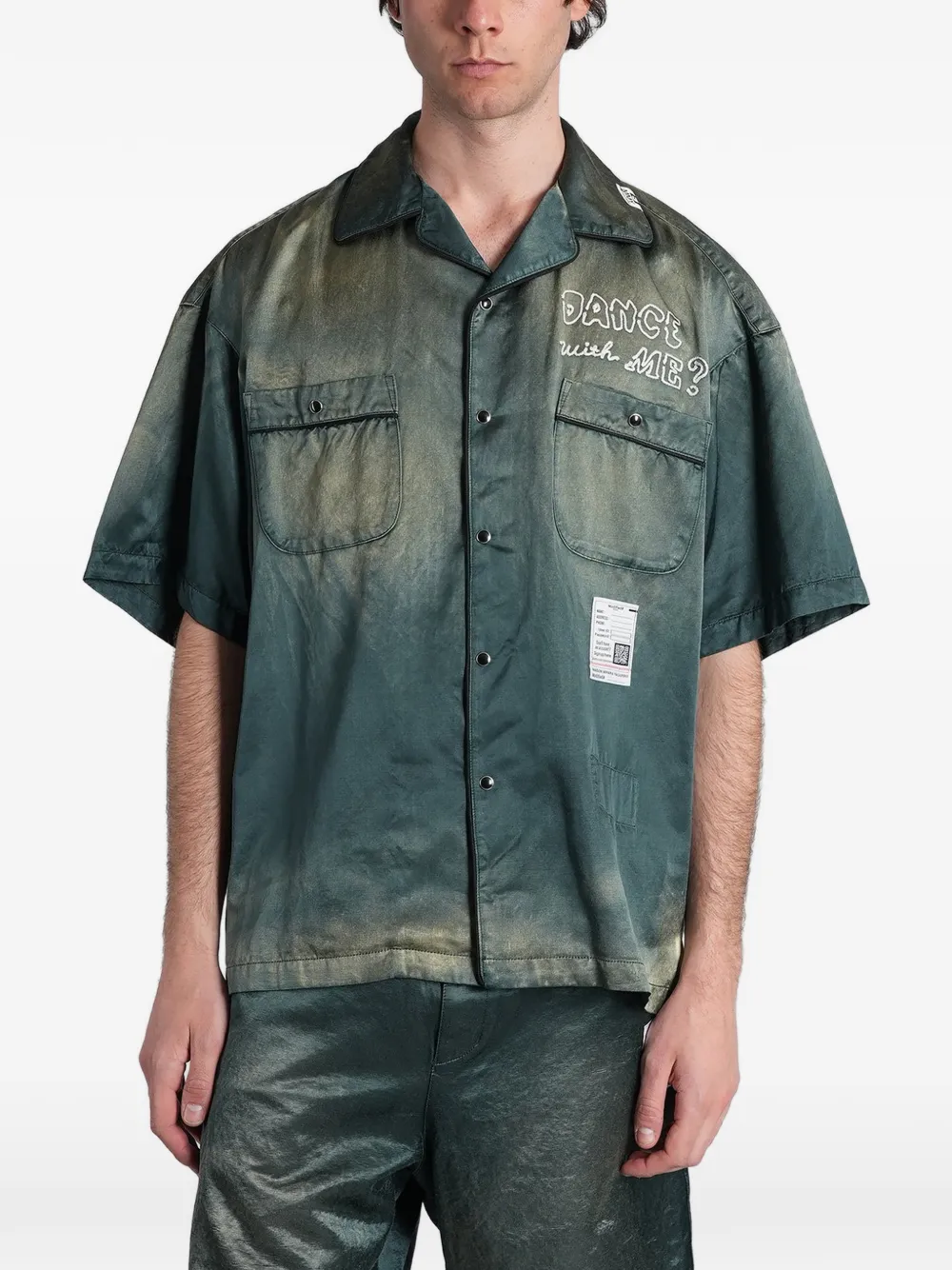 Maison MIHARA YASUHIRO embroidered faded-effect shirt - Verde