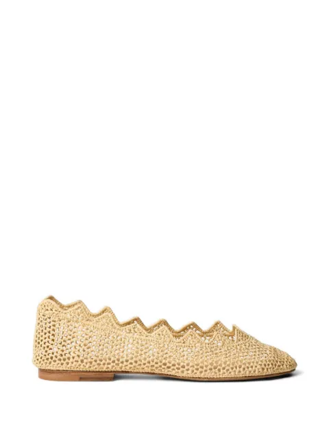 ODISSI Harper scalloped raffia ballet flats