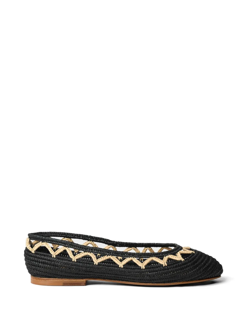 Odissì zig-zag raffia ballet flats - Nero