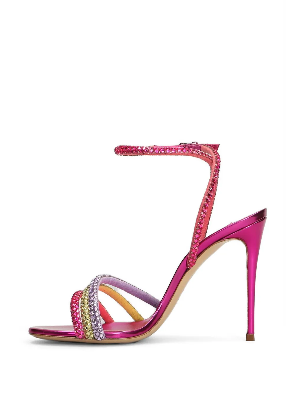Casadei 140 Andromeda crystal-embellished heeled sandals Roze