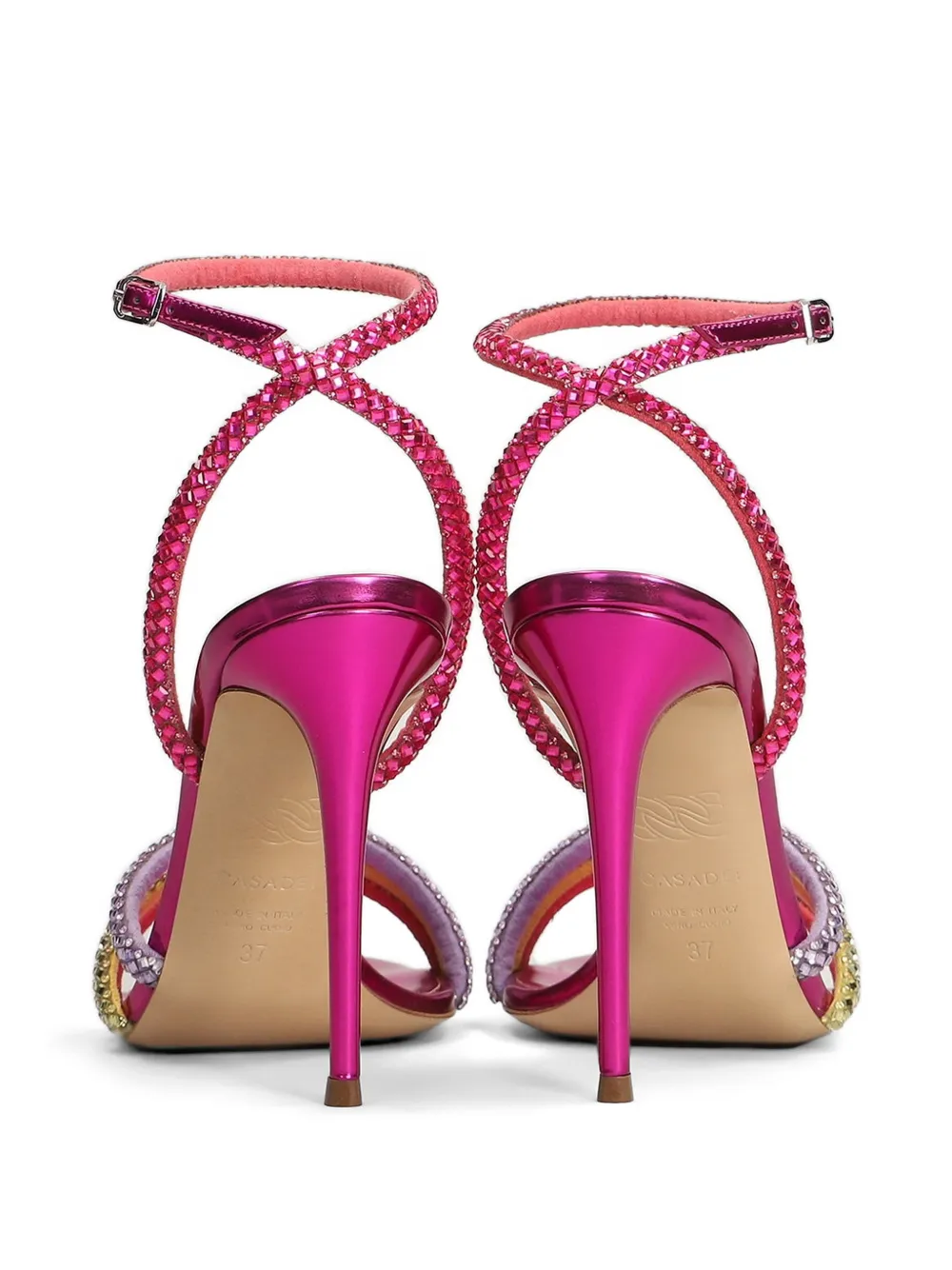 Casadei 140 Andromeda crystal-embellished heeled sandals Roze