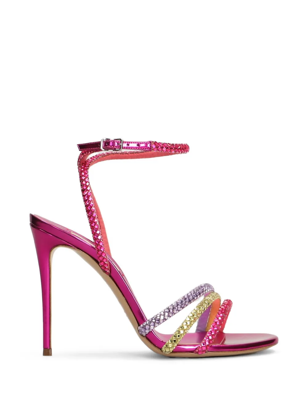 Casadei 140 Andromeda crystal-embellished heeled sandals Roze