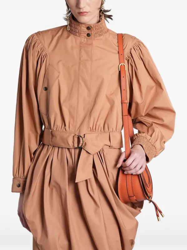 Chloé Belted Puff-sleeve Jacket in Brown