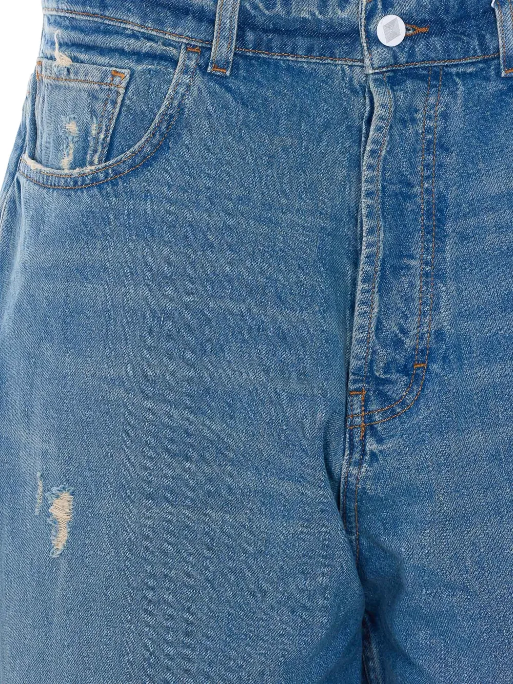 AMISH Spijkershorts met gerafeld effect Blauw