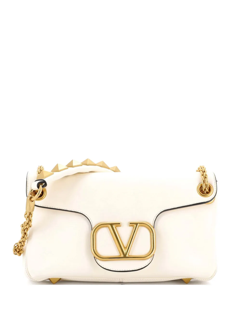 Valentino Garavani Pre-Owned Stud Sign Leather shoulder bag - Toni neutri