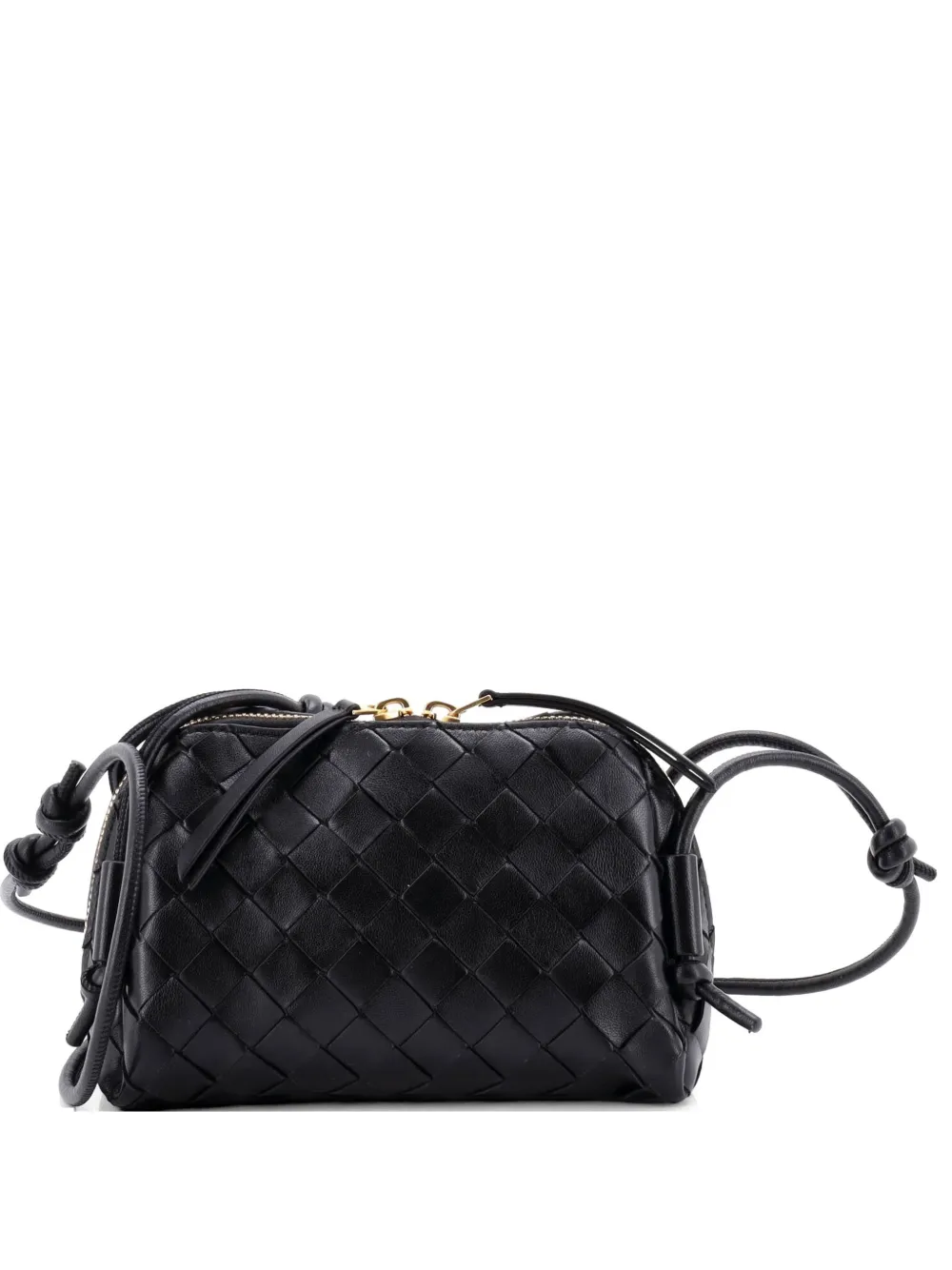 Bottega Veneta Pre-Owned Borsa a tracolla Concert Pouch mini in nappa con design Intrecciato - Nero