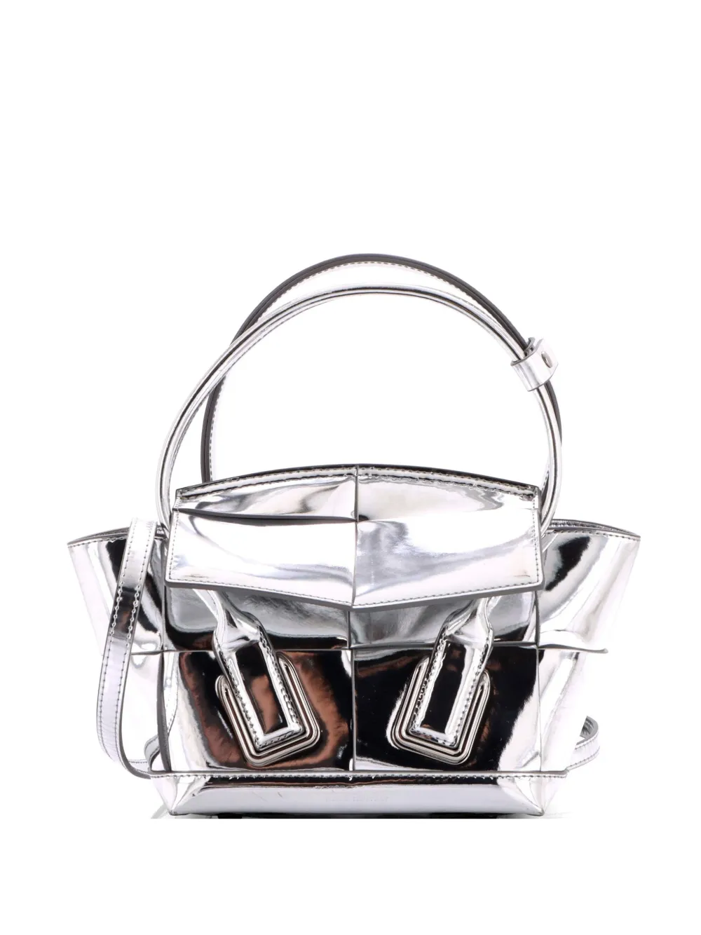Bottega Veneta Pre-Owned Borsa a spalla Arco mini in pelle con design Intrecciato - Argento