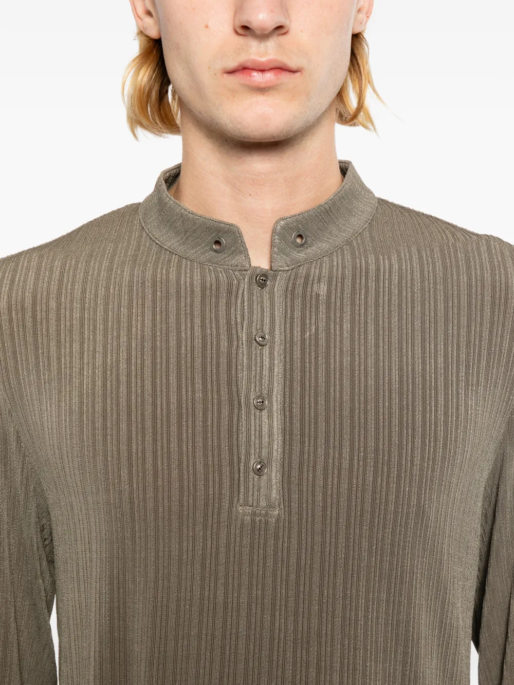 TEAM WANG design Reset Henley T-shirt Groen
