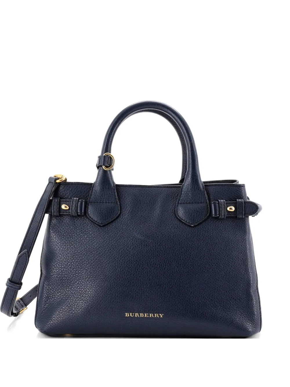 Burberry Pre-Owned Banner Leather and House Check Canvas Small tote bag - Blu