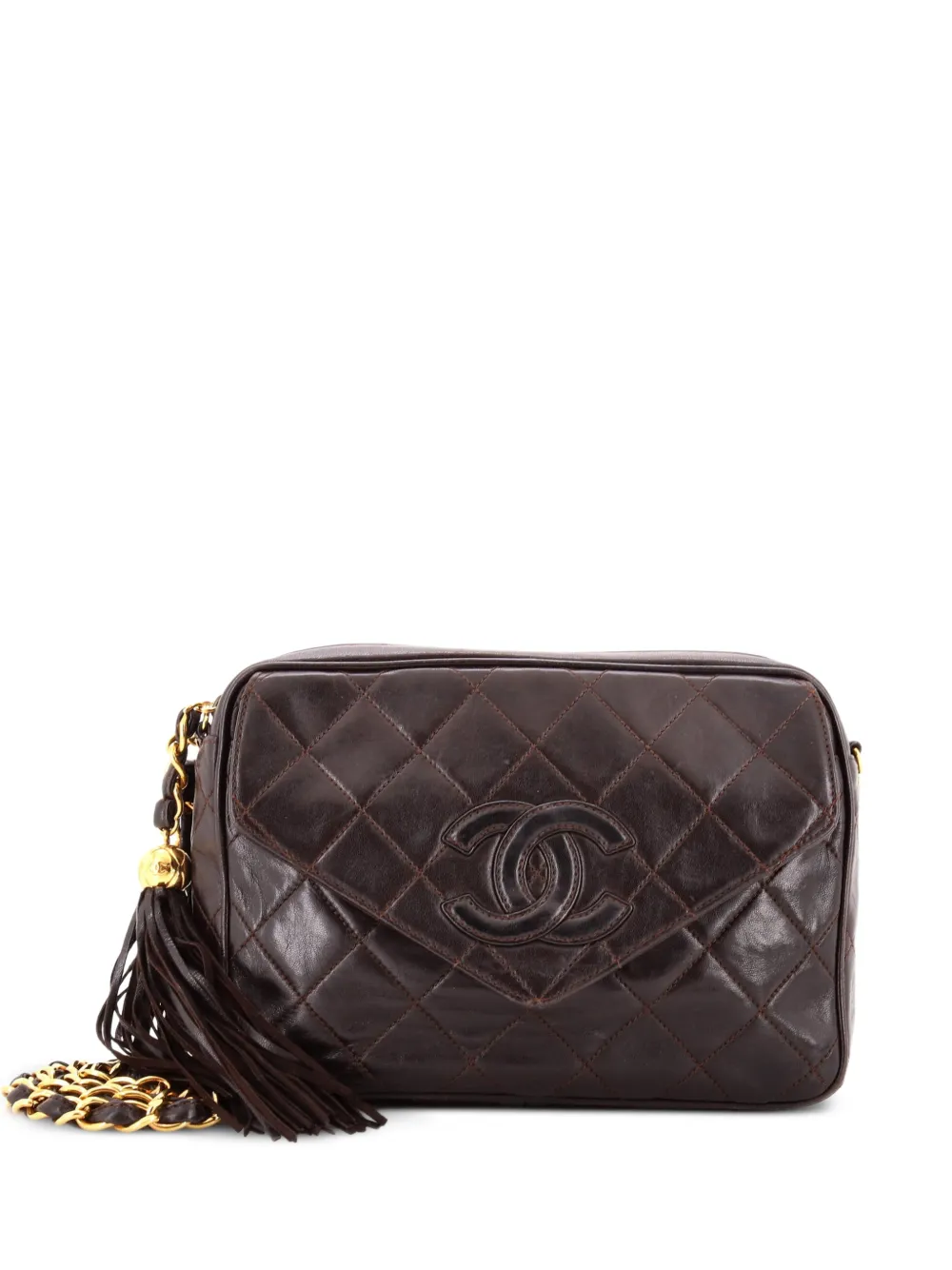 CHANEL Pre-Owned Diamond CC Flap Pocket Camera Bag Quilted Lambskin Small shoulder bag - Marrone