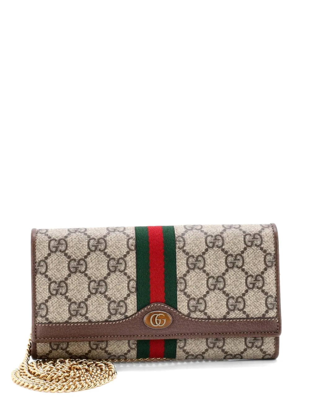 Gucci Pre-Owned Borsa a tracolla Ophidia in tela cerata GG con catena - Marrone