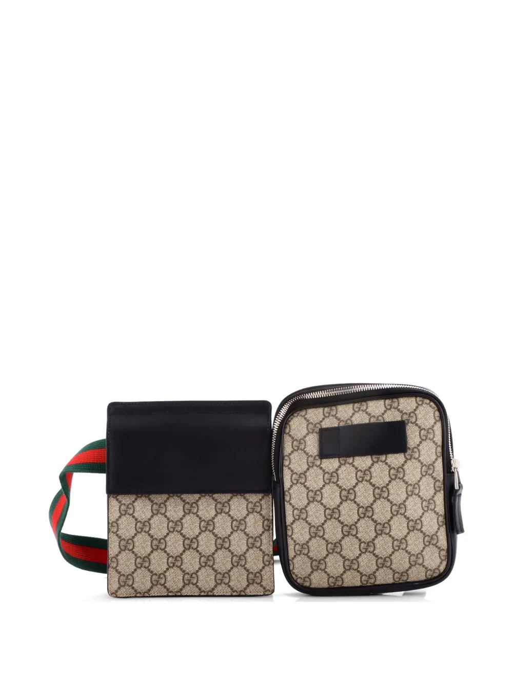 Gucci Pre-Owned Double Web GG Coated Canvas with Leather belt bag - Marrone