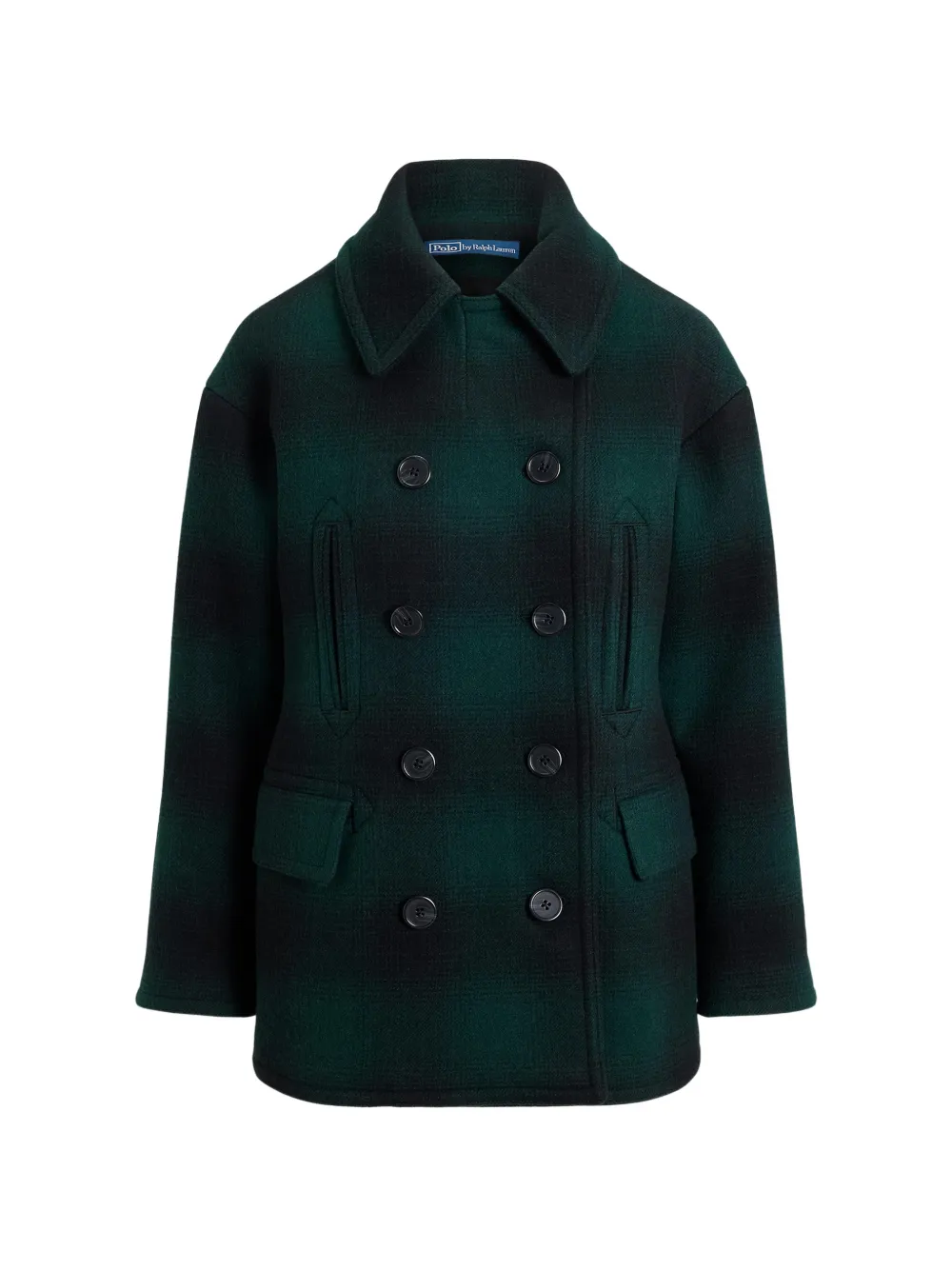 Polo Ralph Lauren sculpted plaid wool-blend peacoat - Verde