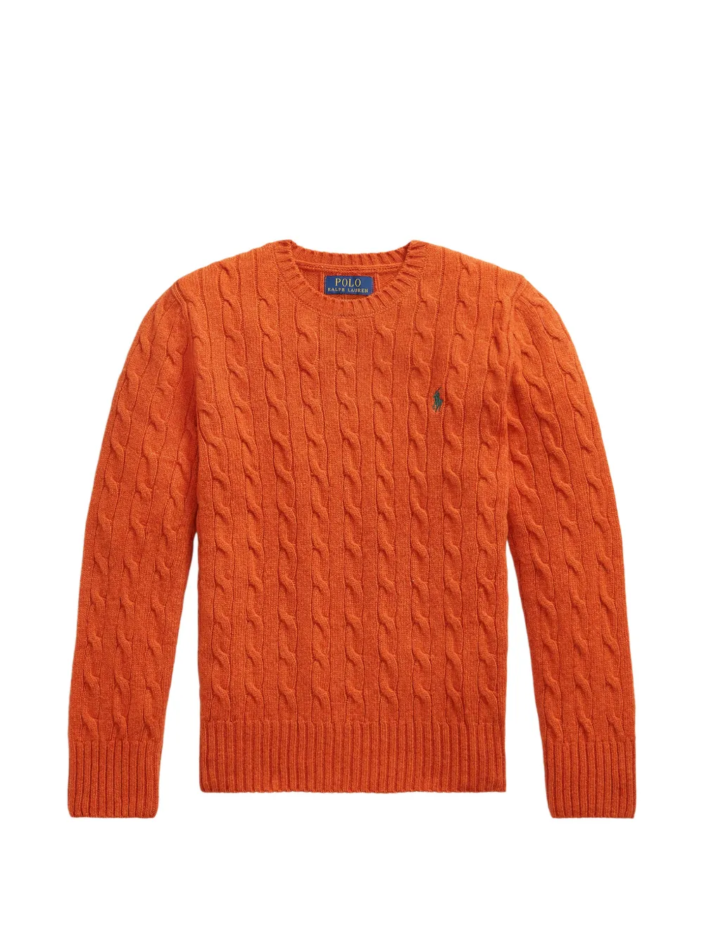 POLO RALPH LAUREN KIDS Pony-embroidered cable-knit sweater - Arancione