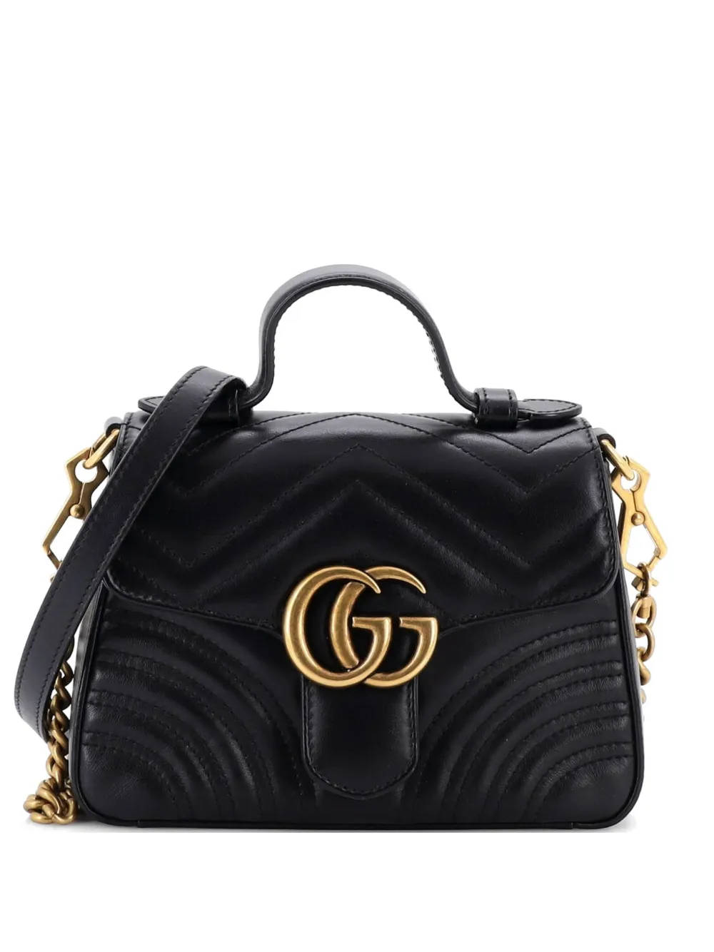 Gucci Pre-Owned Borsa a tracolla GG Marmont mini in pelle matelassé con battente e manico - Nero