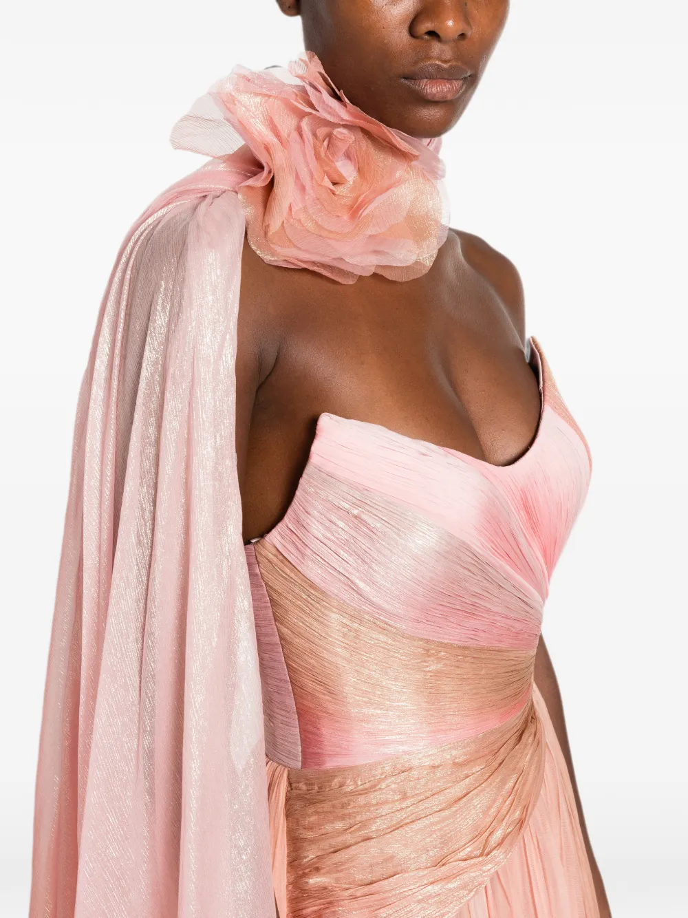 Iris Serban Maxi-jurk met metallic print Roze