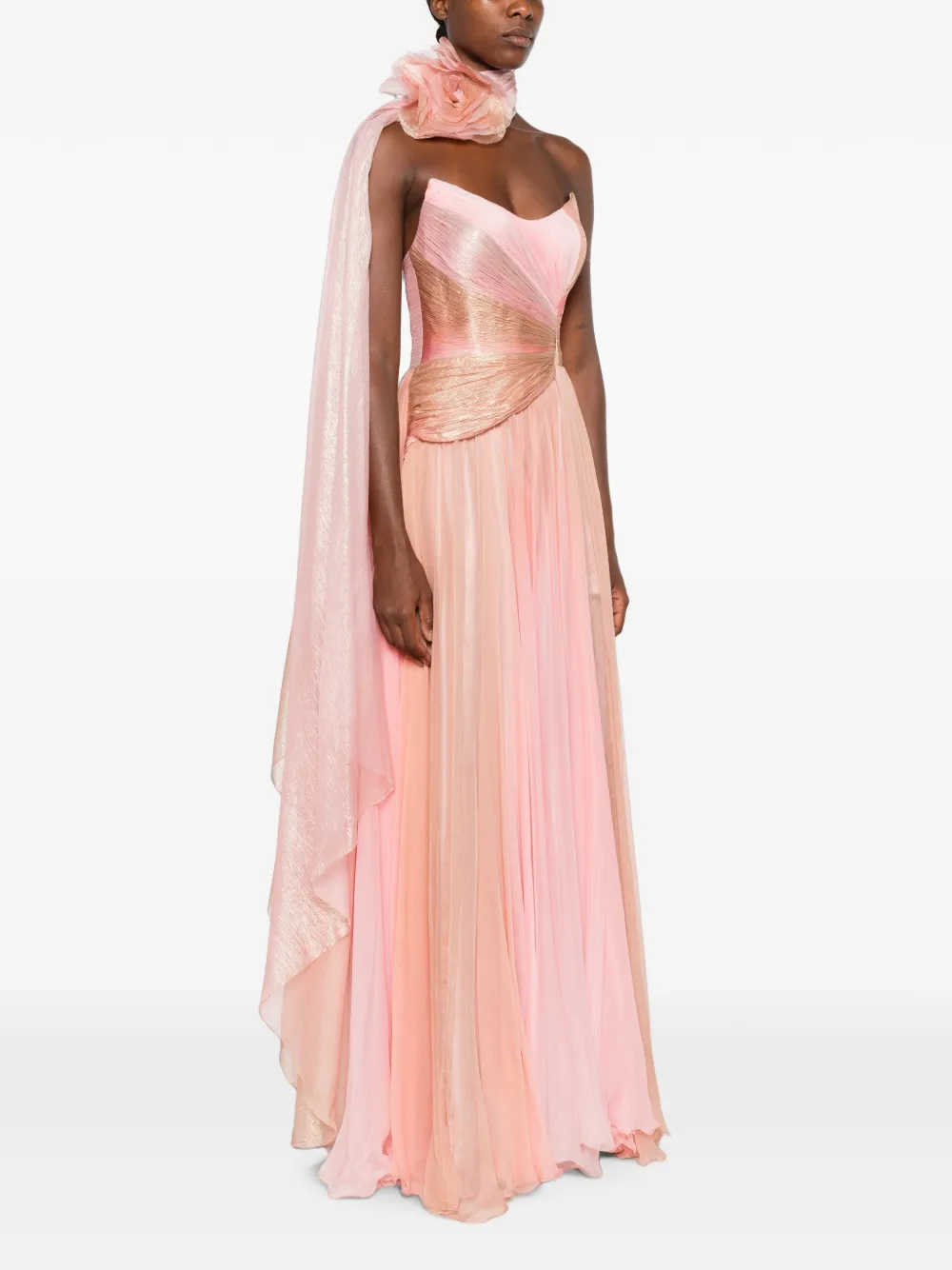 Iris Serban Maxi-jurk met metallic print Roze