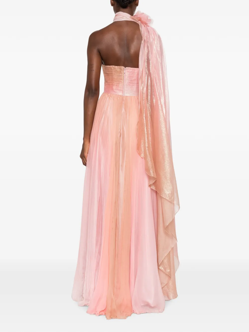 Iris Serban Maxi-jurk met metallic print Roze