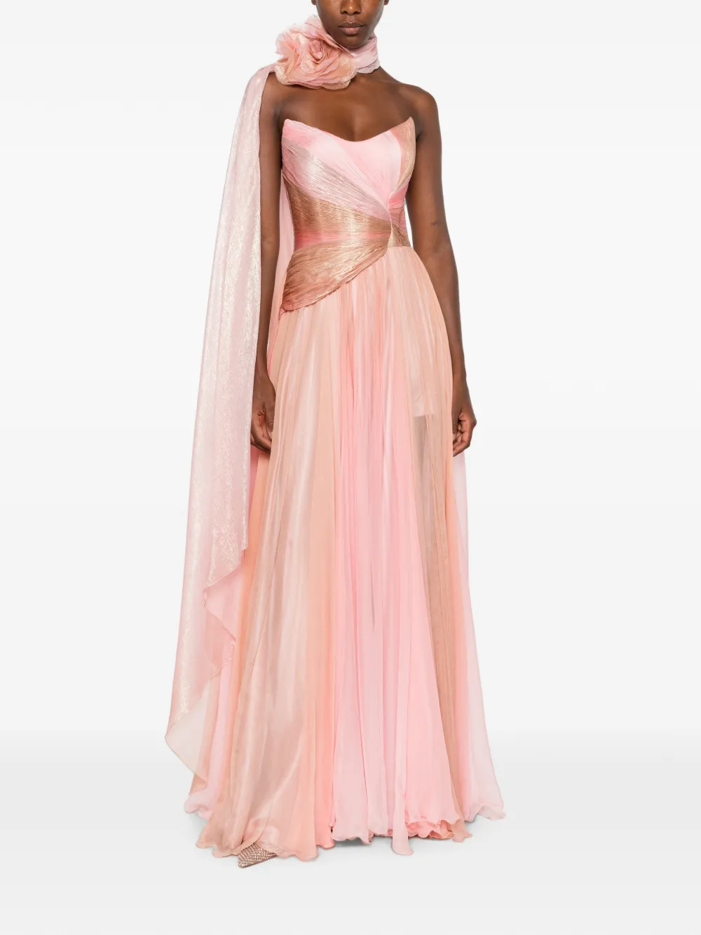 Iris Serban Maxi-jurk met metallic print Roze