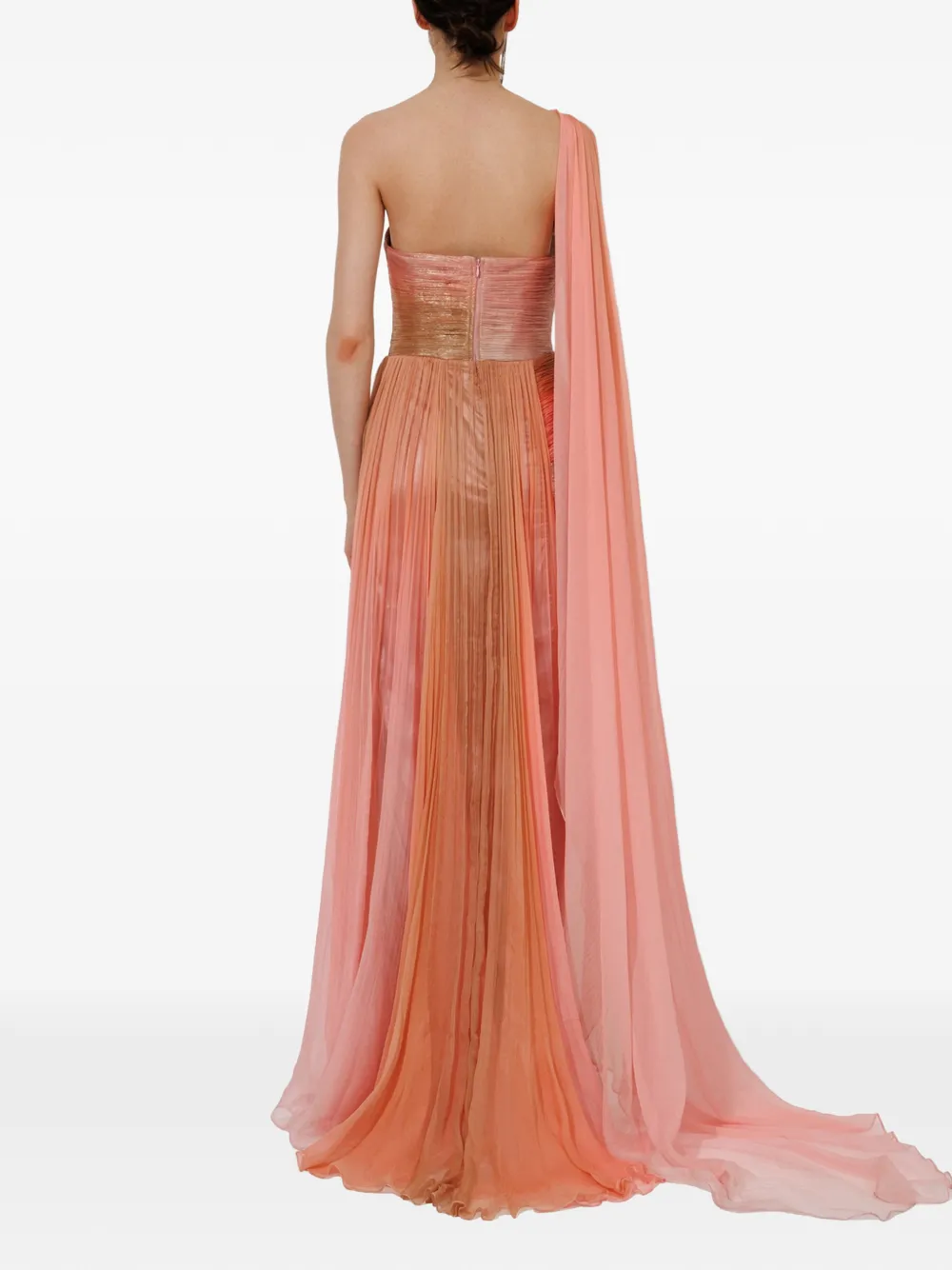 Iris Serban Alicia geplooide asymmetrische maxi-jurk Roze