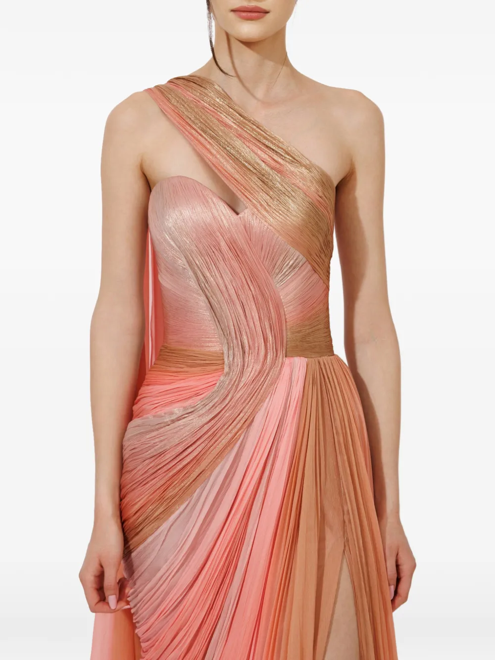 Iris Serban Alicia geplooide asymmetrische maxi-jurk Roze