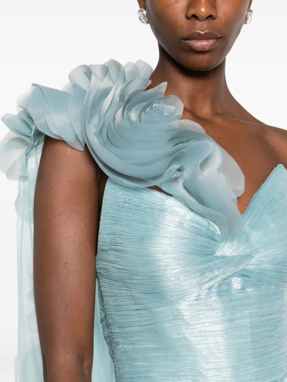 Iris Serban Renee asymmetrische avondjurk met bloemenpatch Wit