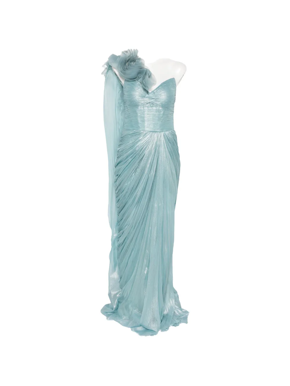 Iris Serban Renee floral-appliqué one-shoulder maxi dress