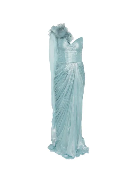 Iris Serban Renee floral-appliqué one-shoulder maxi dress
