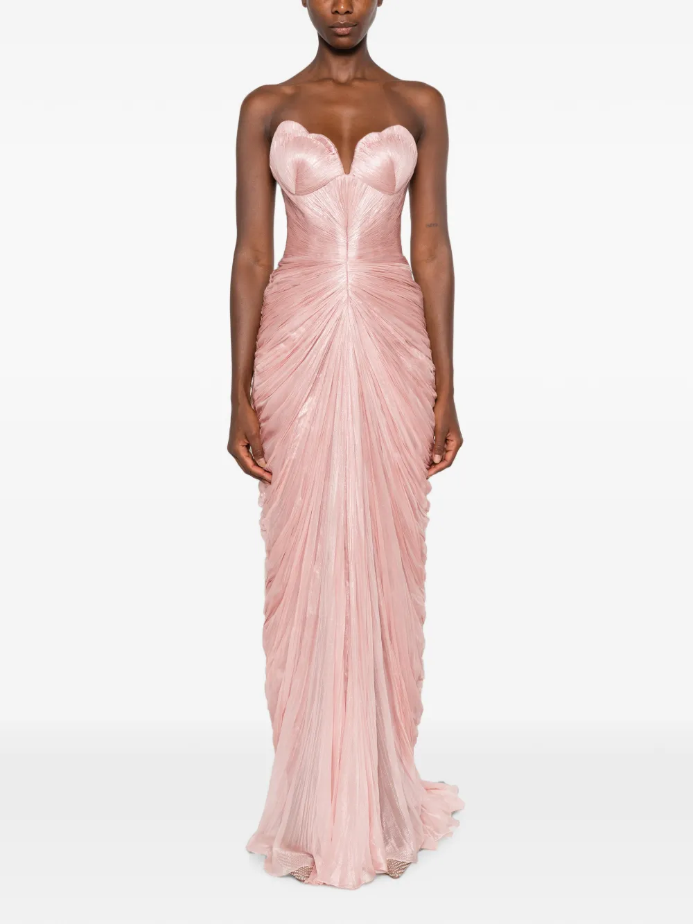 Iris Serban Strapless maxi-jurk met ruches Roze