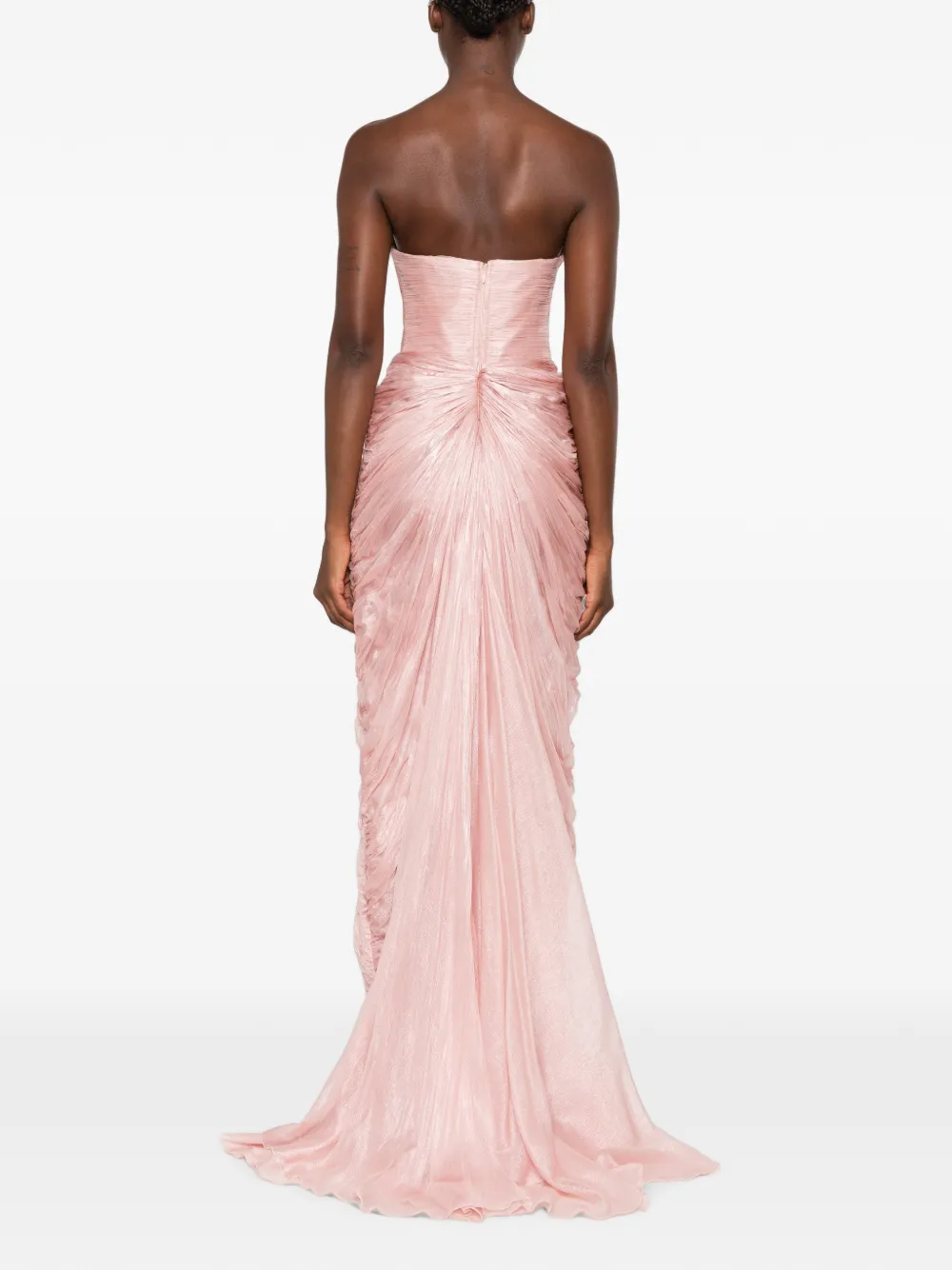 Iris Serban Strapless maxi-jurk met ruches Roze